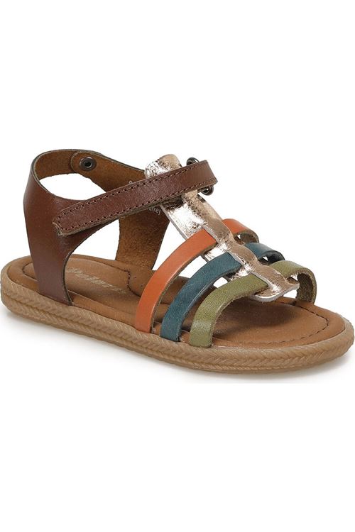 Polaris 91.510032.B Kahverengi Kız Çocuk Deri Sandalet. 22 numara