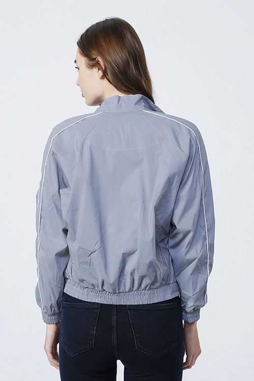 Sweaters K-Shine Dik Yaka Crop Düz Gümüş Kadın Mont