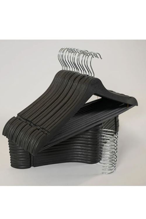 Dorcia Home 24 Adet Lüks Siyah Askı Ahşap Görünümlü Plastik A Kalite Elbise Kıyafet Askısı