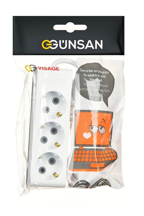 Günsan Üçlü Çocuk Korumalı Topraklı Grup Priz 2 Metre