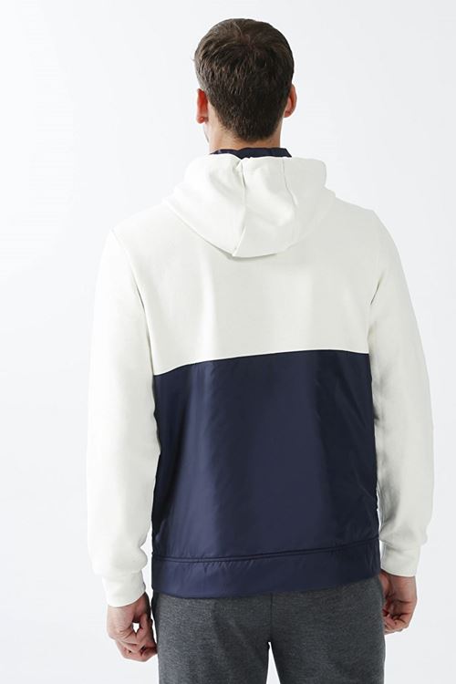 Fabrika Kapüşon Yaka Düz Ekru Erkek Sweatmont